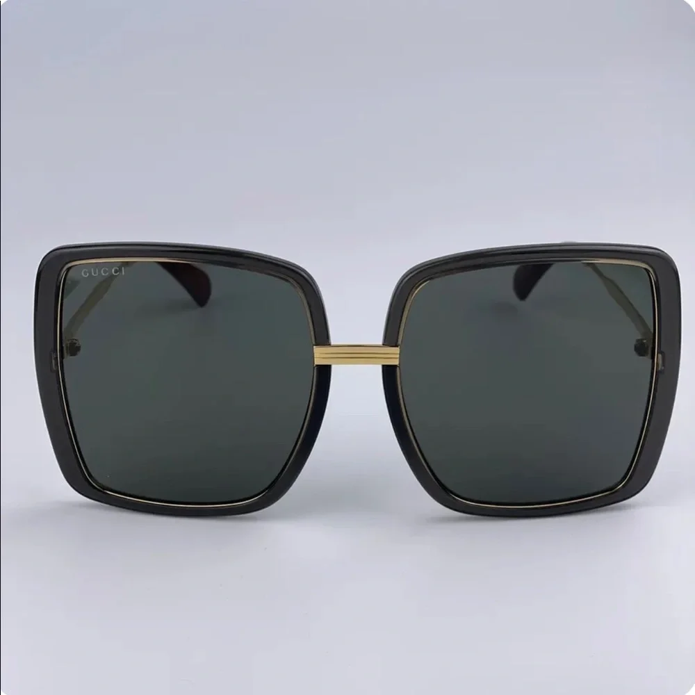 🆕GUCCI Authentic Gold Gray Metal Square Oversized Sunglasses GG0903S 001 60MM